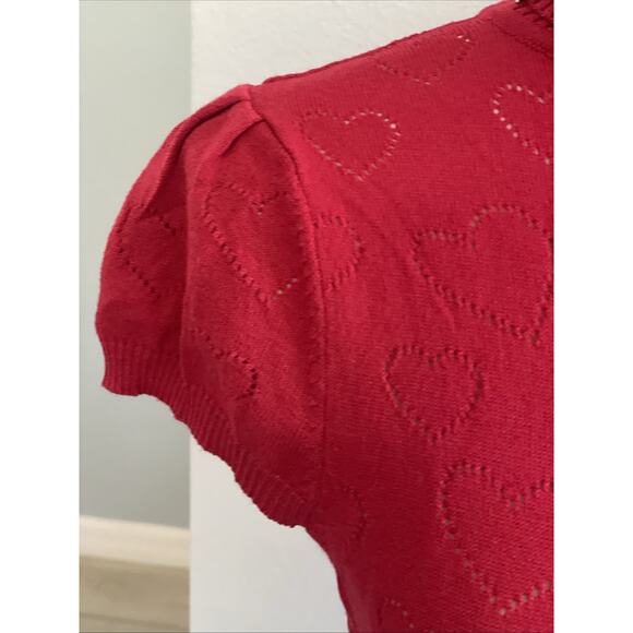 BEBE red ribbed Y2k Vtg Heart turtleneck with bebe Logo Rhinestone Shirt NEW L - Picture 4 of 15